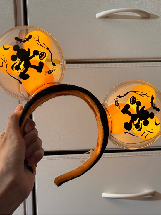 Disney Accessories - Disney Parks Mickey Mouse Halloween Balloon Light Up Ears Headband Orange RARE